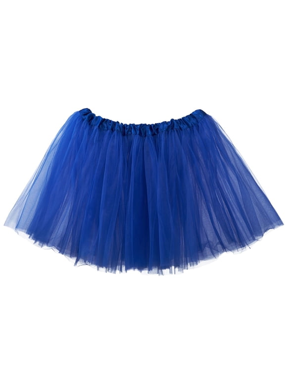 Adult Tutu Skirt, Classic Elastic 3 Layer Tulle Tutu for Women and Teens - Royal Blue