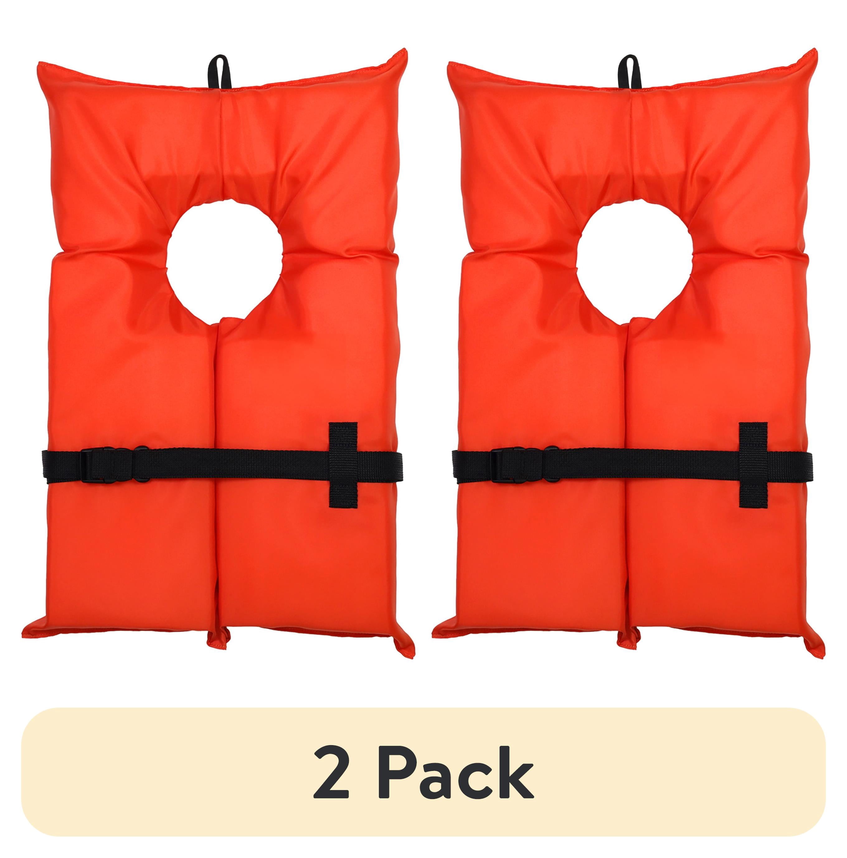 (2 pack) Ozark Trail Unisex Adult Type II PFD Life Jacket with Adjustable Belt in International Orange