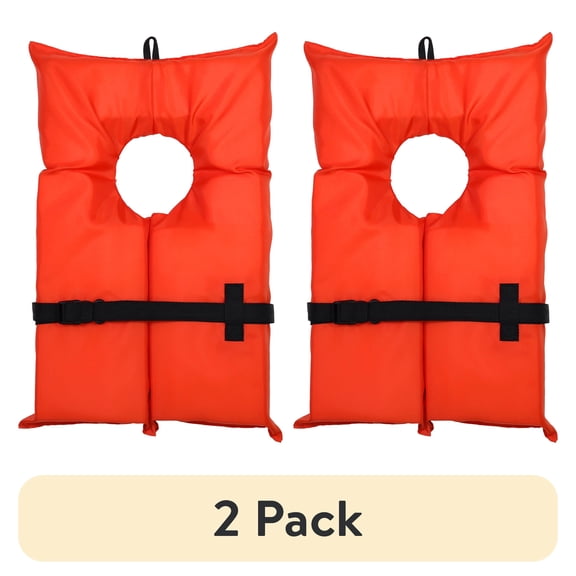 (2 pack) Ozark Trail Unisex Adult Type II PFD Life Jacket with Adjustable Belt in International Orange
