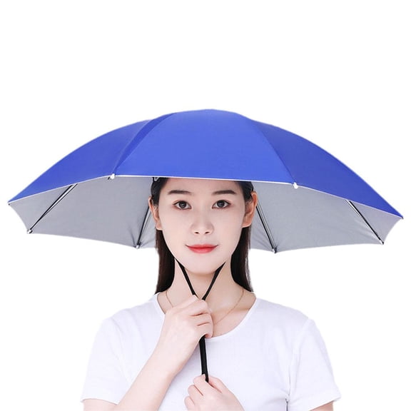 Adult Umbrella Hat - 27" Foldable Hands-Free Sun & Rain Protection Headwear for Fishing, Hiking, Gardening, Beach Outdoor Activities