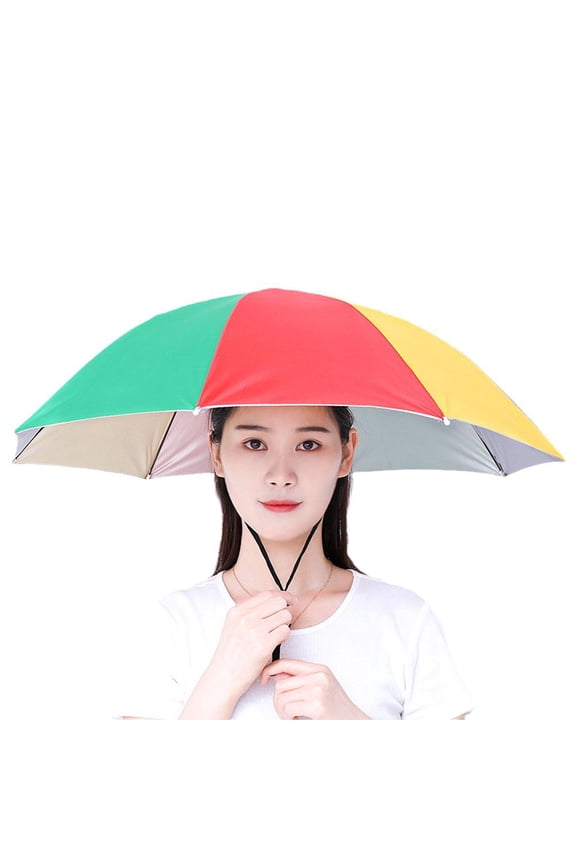 Adult Umbrella Hat, 27" Waterproof Foldable Hands-Free Head Umbrella for Fishing, Hiking, Gardening, Beach & Outdoor Use