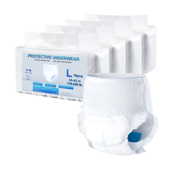 Adult Underwear, High Absorbent Incontinence Protection for Men & Women, Disposable Pull-Ups with Leak Guard & Wetness Indicator - L Size, 64 Count