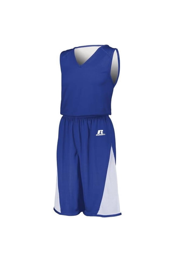 Adult Undivided Single Ply Reversible Shorts, Royal & White - Extra Large