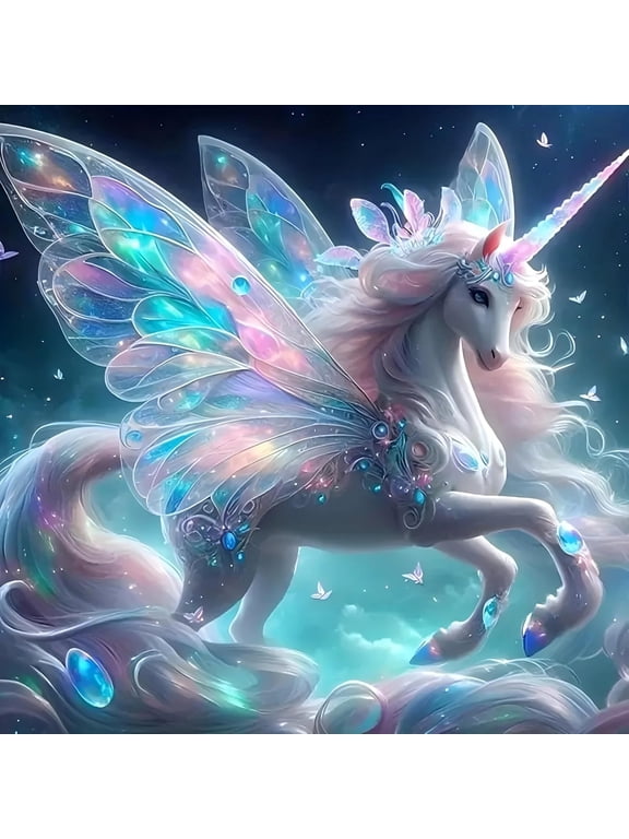 Adult Unicorn Diamond Art Kit - 5D Diamond Painting Kit for Beginners, DIY Full Round Diamond Gem Art, Suitable for Home Decoration 1414in, Frameless