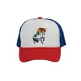 thumbnail image 1 of Adult Unicorn Rainbow Mesh Cap Snapback Trucker Hat, White/Red/Royal, 1 of 2