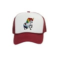 thumbnail image 1 of Adult Unicorn Rainbow Mesh Cap Snapback Trucker Hat, White/Wine, 1 of 2