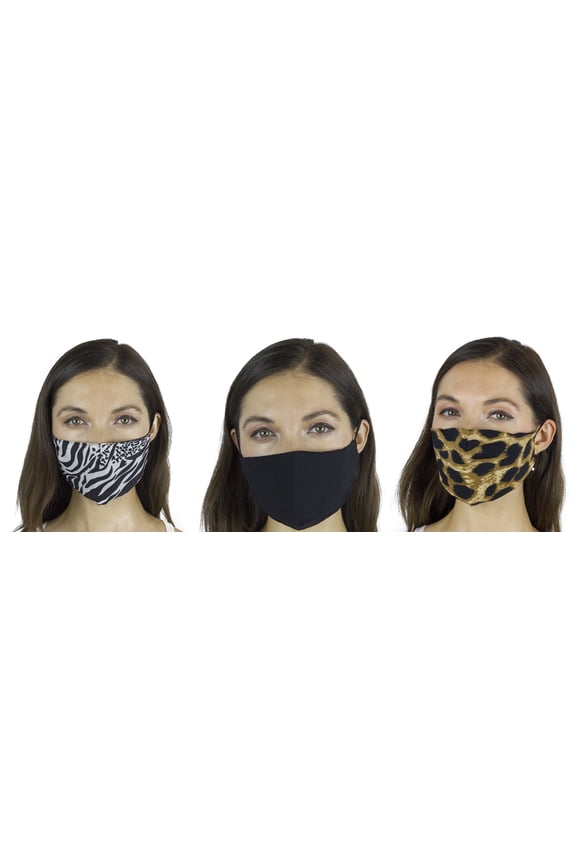 Adult Unisex 3PC Animal/Solid Face Mask