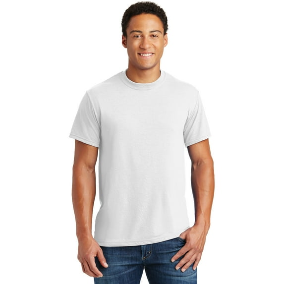 Jerzees 21M Dri-Power Sport 100% Polyester T-Shirt, White, L, Pack Of 5, Mens Workout Shirts
