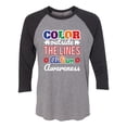 thumbnail image 1 of Adult Unisex Autism Awareness Color Outside The Lines 3/4 Sleeve Raglan-Black Heather/Heather Grey-xxl, 1 of 4