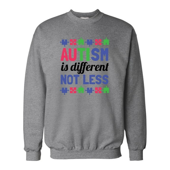 Adult Unisex Autism Awareness Different Not Less Crew Neck Sweatshirt-Oxford-small