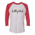 thumbnail image 1 of Adult Unisex Autism Awareness Puzzle Piece Heartbeat 3/4 Sleeve Raglan-Red/White-medium, 1 of 4