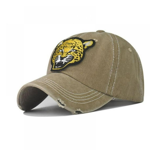 Adult Unisex Baseball Hat Cap Cheetah Embroidery Washed Cotton Plain Blank Adjustable Size