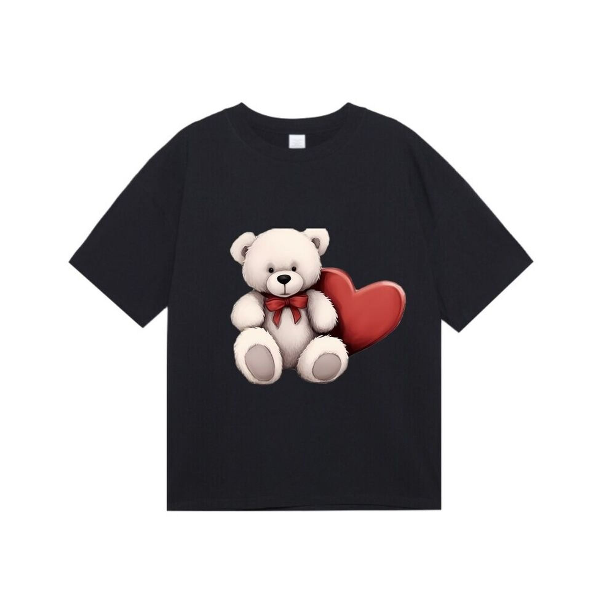 Adult Unisex Black T-shirt Teddy Bear Art Fashion Valentine's Day Gift ...