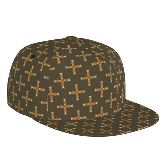 Adult Unisex Fashion Adjustable Baseball Cap, Brown Vintage Floral Pattern Hip Hop Flat Brimmed Hat for All Seasons