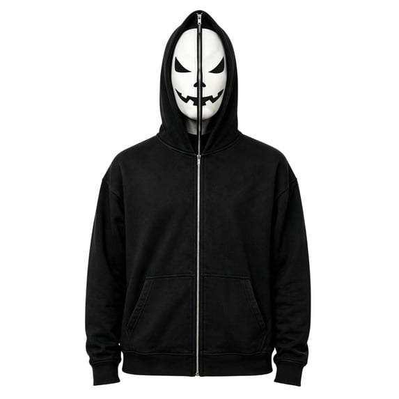 Adult Unisex Full Zip Horror Mask Hoodie Halloween Scary Character Novelty Sweatshirt Fancy Dress Party Cosplay Costume