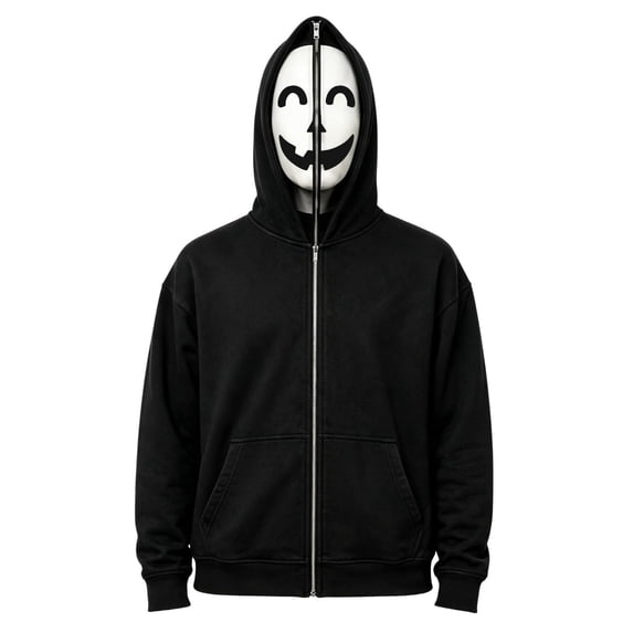 Adult Unisex Full Zip Horror Mask Hoodie Halloween Scary Character Novelty Sweatshirt Fancy Dress Party Cosplay Costume