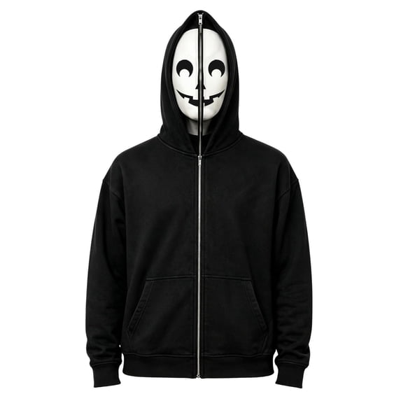 Adult Unisex Full Zip Horror Mask Hoodie Halloween Scary Character Novelty Sweatshirt Fancy Dress Party Cosplay Costume