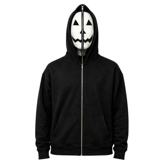Adult Unisex Full Zip Horror Mask Hoodie Halloween Scary Character Novelty Sweatshirt Fancy Dress Party Cosplay Costume