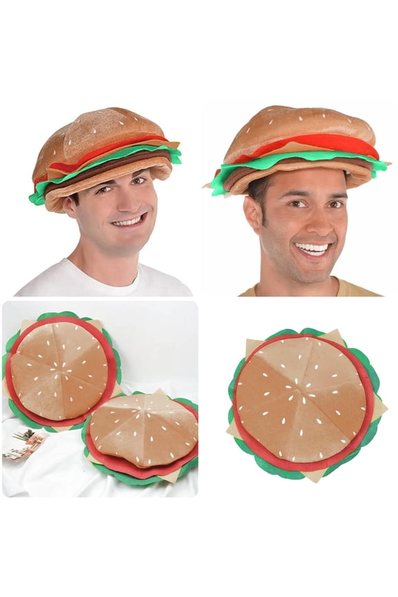 Adult Unisex Hamburger Hat Cheese Burger Cap Halloween Prop