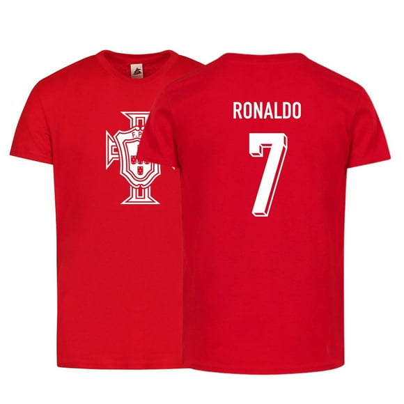 Adult Unisex Portugal Soccer T-Shirt – Ronaldo #7 | Front & Back Design | Fan Apparel | Sizes S–3XL - Red/White - Small