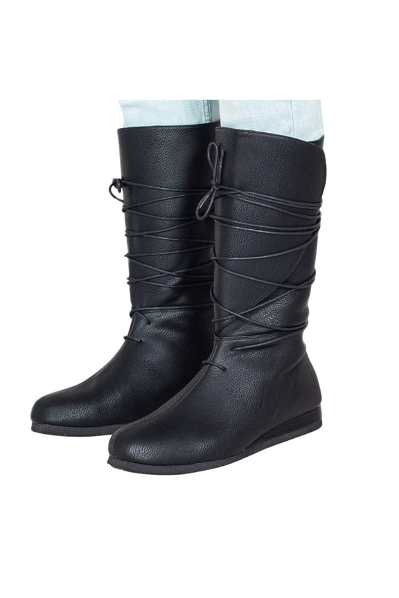 Adult Unisex Renaissance Fair Black Costume Boots Halloween Cosplay Accessory