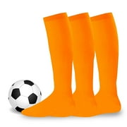 Adult Unisex Soccer Team Sports Cushion Acrylic Socks 3 Pair Orange 10-13 Size