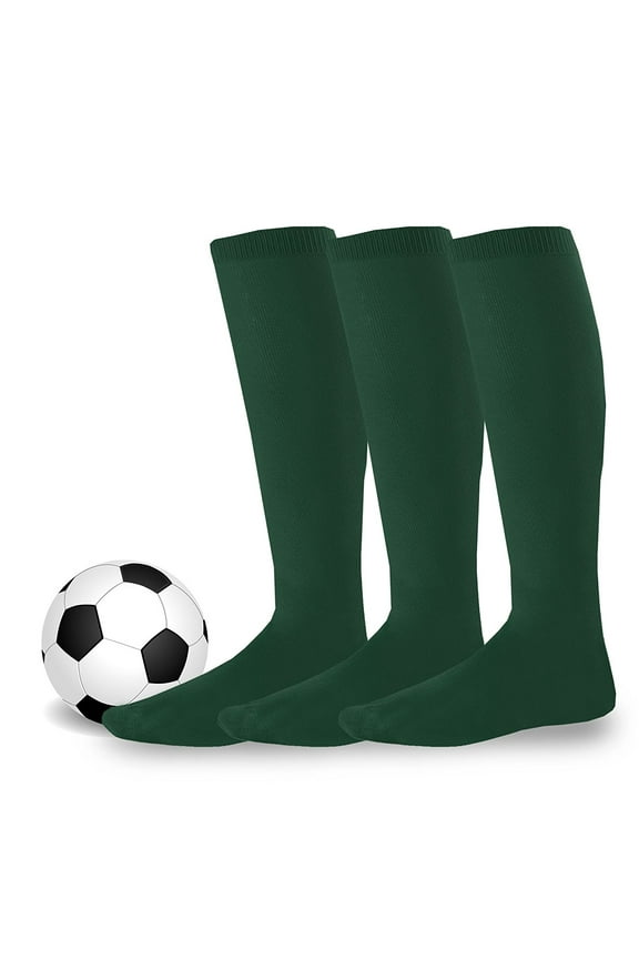 Adult Unisex Sock Size 10-13 Soccer Team Sports Cushion Knee High Socks 3 Pair Green