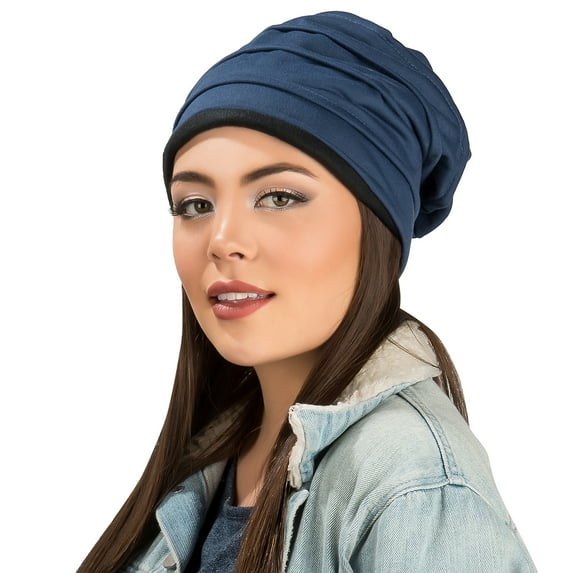 Adult Unisex Soft Slouchy Oversized Wrinkled Fleece Cuffless Beanie