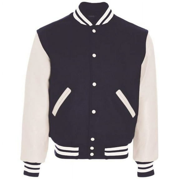 Adult Varsity Jacket, Dark Purple & White - 3XL