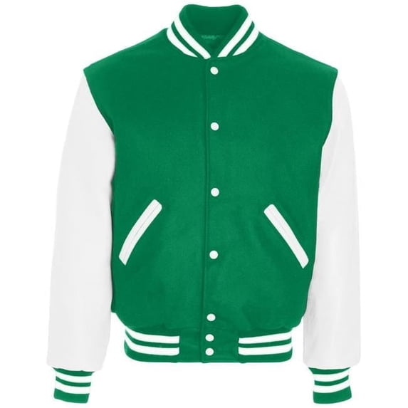 Adult Varsity Jacket, Kelly & White - Extra Large