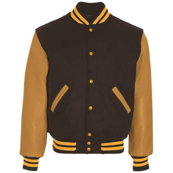 Adult Varsity Jacket, Maroon & Light Gold - Medium
