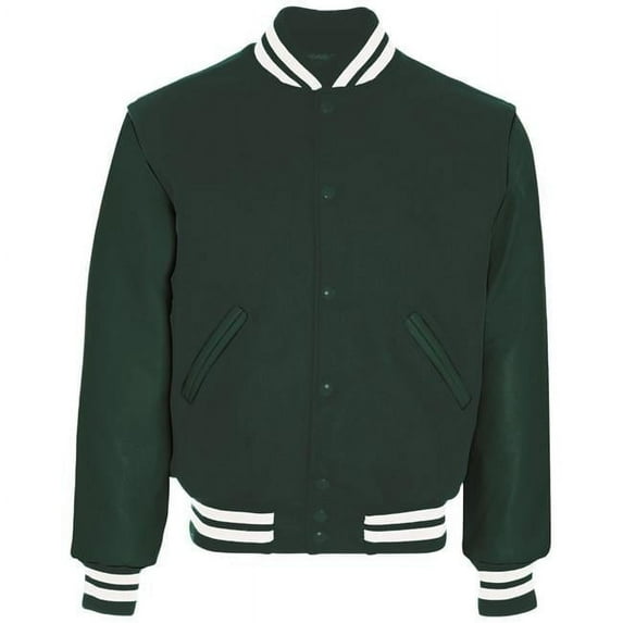 Adult Varsity Jacket - Myrtle, Dark Green & White - 2XL