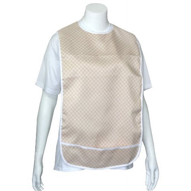 Adult Vinyl Adult Bibs with Crumb Catcher Premium Bib (Beige and