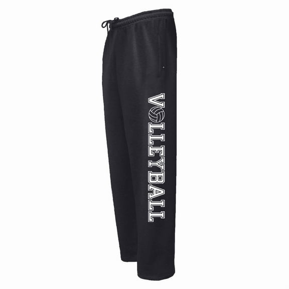 Adult Volleyball Black Sweatpants (White, Adult X-Large)