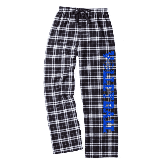 Adult Volleyball Black and White Flannel Pants (Royal, Adult X-Large)