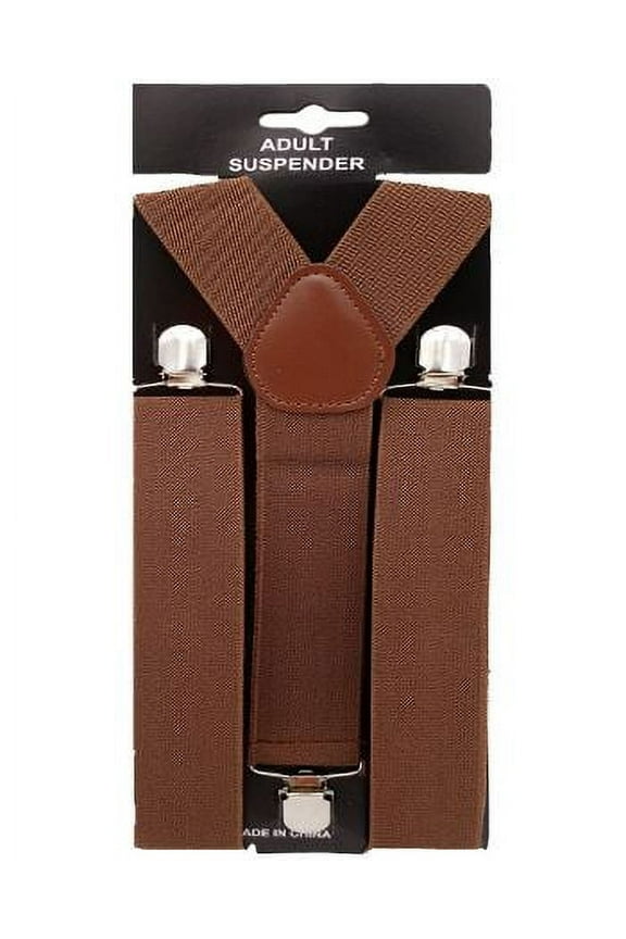 Adult WIDE BROWN 1.5 inch Suspenders for Wedding Prom Party Adjustable