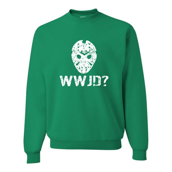 Adult WWJD What Would Jason Do? Funny Horror Movie Sweatshirt Crewneck