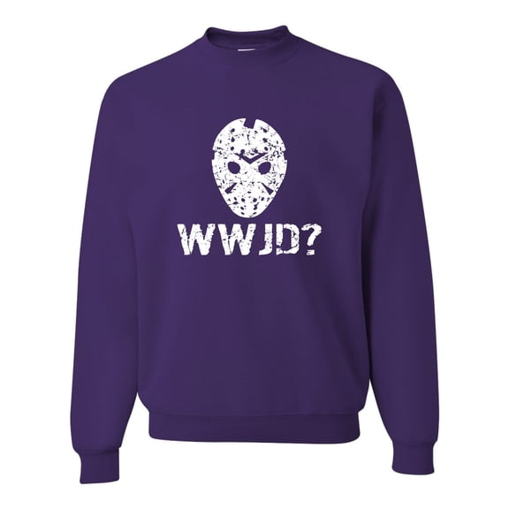 Adult WWJD What Would Jason Do? Funny Horror Movie Sweatshirt Crewneck