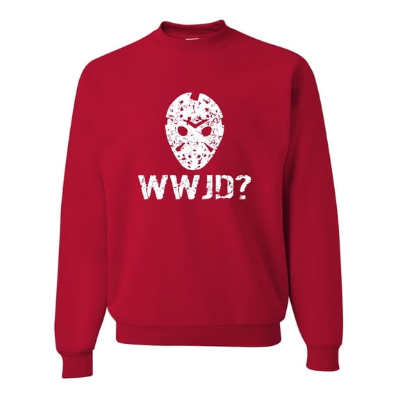 Adult WWJD What Would Jason Do? Funny Horror Movie Sweatshirt Crewneck