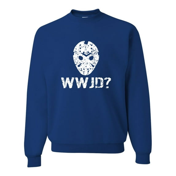 Adult WWJD What Would Jason Do? Funny Horror Movie Sweatshirt Crewneck