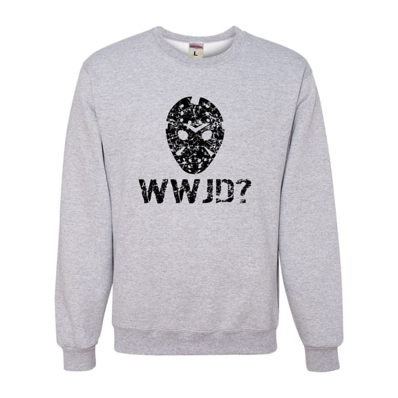 Adult WWJD What Would Jason Do? Funny Horror Movie Sweatshirt Crewneck