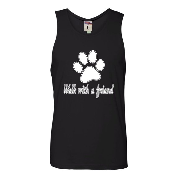 Adult Walk With A Friend Dog Lovers Pet Lovers Sleeveless Tank Top Cotton T-Shirt