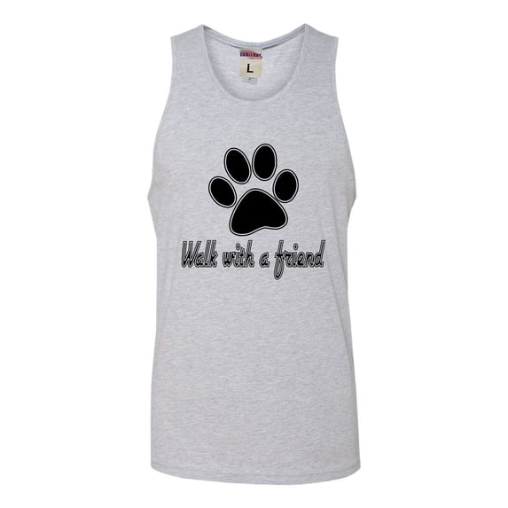 Adult Walk With A Friend Dog Lovers Pet Lovers Sleeveless Tank Top Cotton T-Shirt