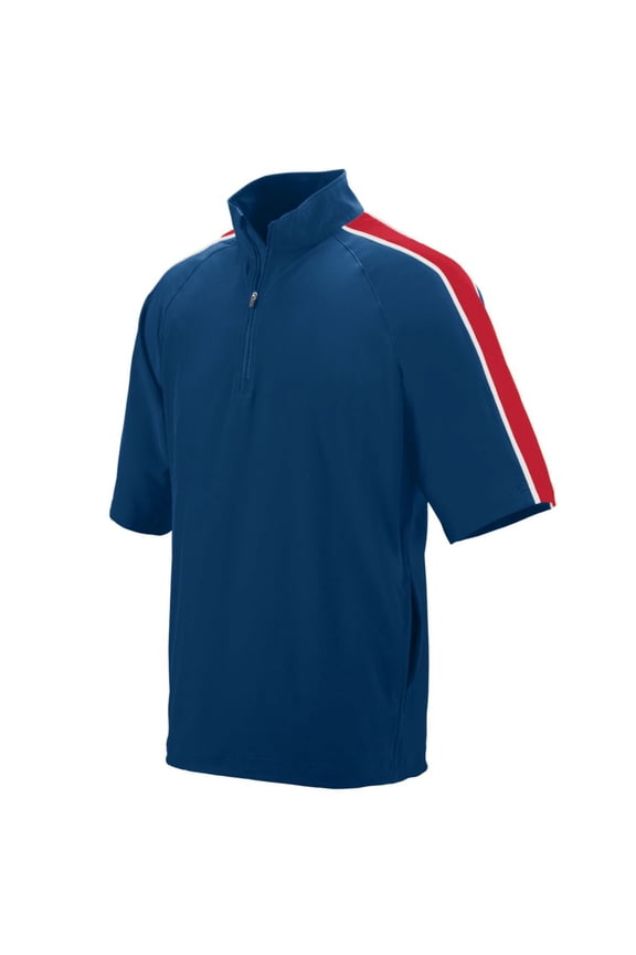 Adult Water Resistant Poly/Span Short-Sleeve Half Zip Pullover - PURPLE/ GRPH/ WH - 4XL 3788