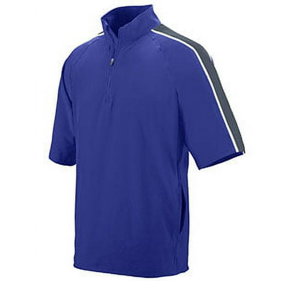 Adult Water Resistant Poly/Span Short-Sleeve Half Zip Pullover - PURPLE/ GRPH/ WH - XS 3788