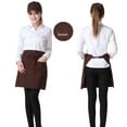 thumbnail image 1 of Adult Waterproof 2 Pockets Waterdrop Resistant Waitress Waist Apron Chef Apron/ 2 Pockets Half-Length Apron Chef Waiter Work Half Waist Waterproof Apron Brown, 1 of 2