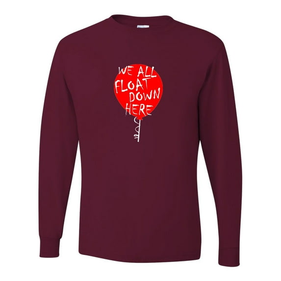 Adult We All Float Down Here Red Balloon Long Sleeve T-Shirt