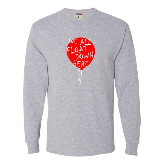 Adult We All Float Down Here Red Balloon Long Sleeve T-Shirt