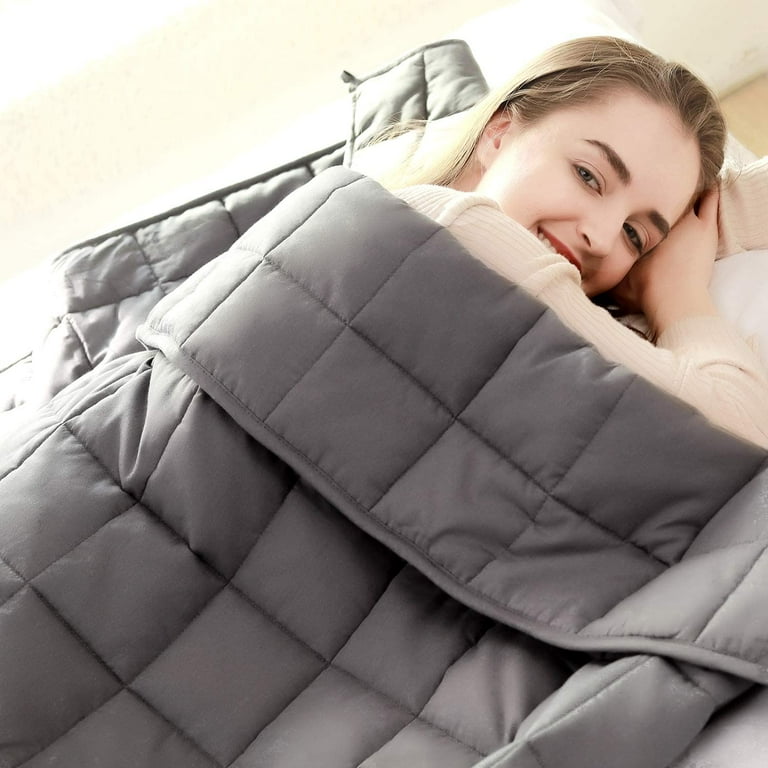 Adult Weighted Blanket 15lbs 72 x48 Full Size for People Weigh Around 140lbs Weighted Blanket Adult Cotton Heavy Cozy Blanket Premium Glass Beads Calm Deep Sleep Walmart