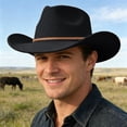 thumbnail image 1 of Adult Western Cowboy Hat Ethnic Style Fedora for Party and Everyday Wear Seasonal All-Weather Headgear with Timeless and Casual Appeal, Black, One Size, 1 of 3